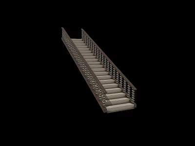 Elegant Staircase Design With Decorative Railing And Smooth Stone Steps 3d model