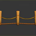 Yellow Wooden Footbridge Design With Wooden Posts Planks And Ropes