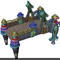 Colorful Fantasy Bridge Featuring Mushroom Shaped Pillars And Vibrant Decorative Elements