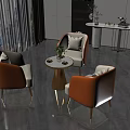 Elegant Modern Living Room Sofa Table Set With Orange White Sofas Round Coffee Tables And Floor to Ceiling Windows