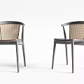 Modern Dining Chairs With Slat Rattan Back Wooden Frame And Light Dark Tones Design