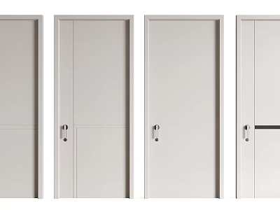 Modern White Hinged Doors in Various Interior Design Styles with Sleek Frames 3d model
