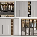 Modern Functional Wardrobe Interior Design With Hanging Rods Drawers And Storage Shelves 3d model