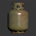 Old Rusty Metal Gas Cylinder With Stand On Dark Background