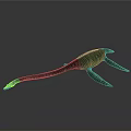 Realistic Aquatic Reptile Model With Long Neck Blue Green Body And Fins