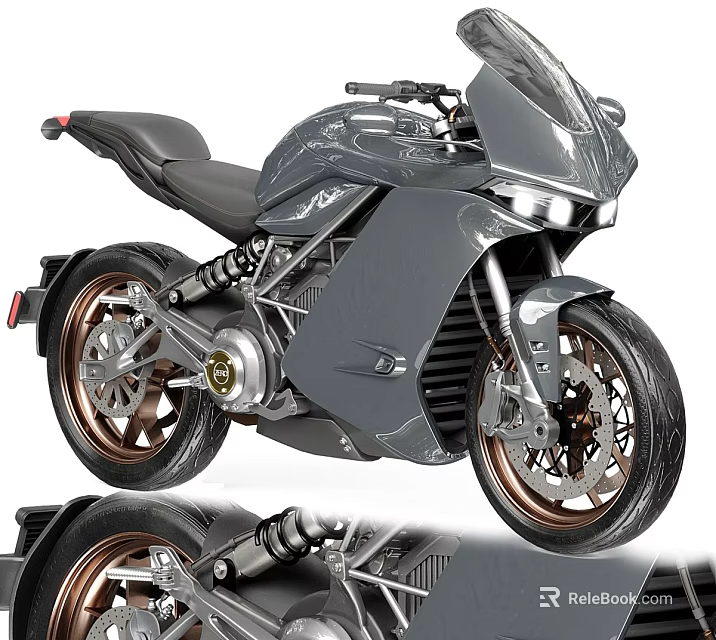 Modern Gray Motorcycle with Sporty Design Alloy Wheels Black Seat and Sleek Lines 3d model 
