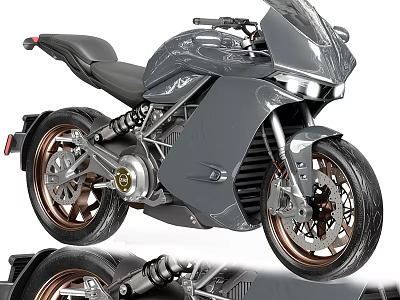 Modern Gray Motorcycle with Sporty Design Alloy Wheels Black Seat and Sleek Lines 3d model