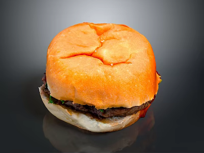 Delicious Grilled Beef Burger With Golden Brown Bun And Fresh Lettuce 3d model