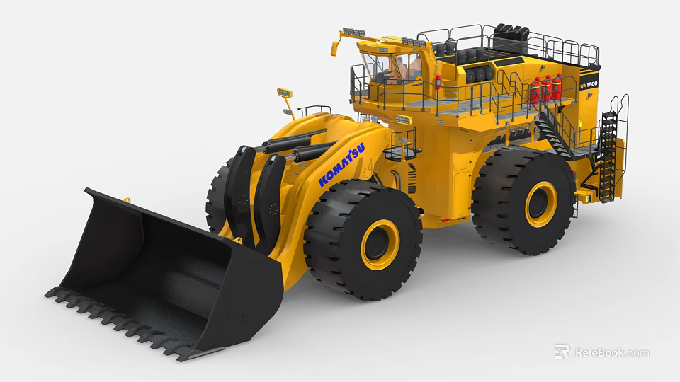 Yellow Heavy Duty Functional Vehicle With Large Bucket And Wheels For Mining Operations 3d model 