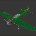 Green Airplane Model Classic Design With Single Propeller Engine And Yellow Accents 3d model