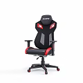 Black And Red Office Chair With Mesh Back Ergonomic Design Armrests And Wheels