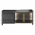 Modern Luxury Sideboard With Marble Panels Glass Doors And Gold Metal Frame