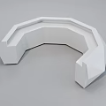 Modern White Geometric Reception Desk With Polygonal Shape And Sleek Design 3d model