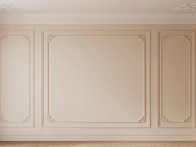 Elegant Gypsum Cornice Wall Decor With Classic Patterned Frames In Beige Interior Design 3d model