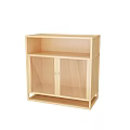 Minimalist Modern Wooden Entryway Cabinet Sideboard With Open Shelf And Slatted Doors