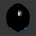 Futuristic 3D Model Helmet With Gray Metallic Finish And Blue Glowing Lights