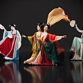 Women Dancing In Elegant Traditional Attire With Flowing Skirts And Ornate Headpieces