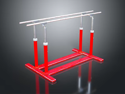 Sturdy Red Frame Double Rod Clothes Drying Rack With Silver Bars 3d model