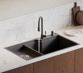 kitchen cabinet counter basin sink 3d model