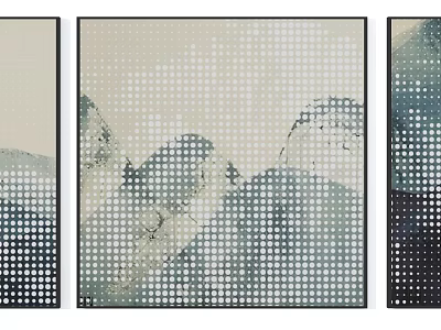 Modern Abstract Wall Art Paintings With Dot Pattern And Mountain Design For Home Decor 3d model