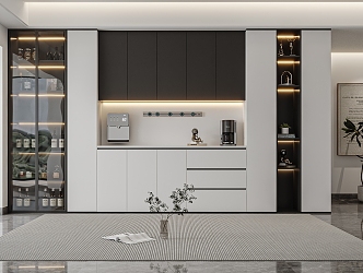 Modern Black and White Grey Sideboard Modern Wine Cabinet 3d model