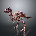Golden T Rex Dinosaur Skeleton With Detailed Bone Structure On