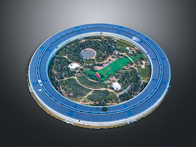 Modern Circular Building Design With Central Green Courtyard And Glass Facade 3d model