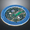 Modern Circular Building Design With Central Green Courtyard And Glass Facade