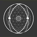 Industrial Equipment Mechanical Design 3D Model With Wireframe Sphere And Spherical Components