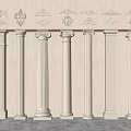 European style column Roman column plaster line carved 3d model
