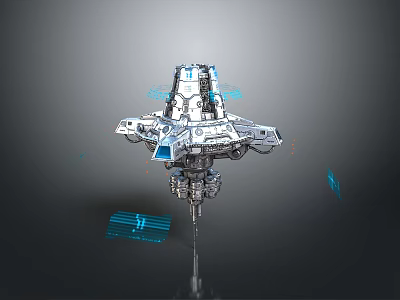 Futuristic Mechanical Structure With Metallic Components Blue Light Effects Structural Details And Floating Design 3d model