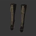 Black Knee High Boots With Lace Up Design And High Heel Platform Soles
