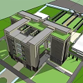 Classical Office Building Architecture With Grand Entrance And Landscaped Plaza Area