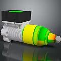 3D Model Industrial Mechanical Equipment With Black Top White Housing And Yellow Green Cone