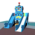 Robot Shaped Playground Equipment With Blue Red Yellow Slides In Park