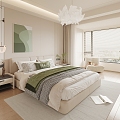 Cream wind home bedroom 3d model