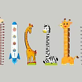 Cute Animal And Rocket Height Chart Wall Hangings For Kids Room Decor