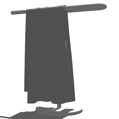 Soft Absorbent Grey Towel Hanging in Bathroom for Daily Use 3d model