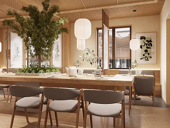 New Chinese Restaurant, Middle Ancient Style, Chinese Restaurant, New Chinese Dining Table and Chair, Vegetarian Restaurant, Restaurant Cabin Area, Interior Landscape, Essay, Dining Chair, Song Style Aesthetics 3d model