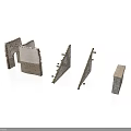 Wooden Stone Building Components With Various Shapes Arches And Wall Fragments