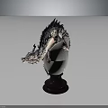 Detailed Dragon Sculpture With Scales Perched On White Egg Wooden Pedestal