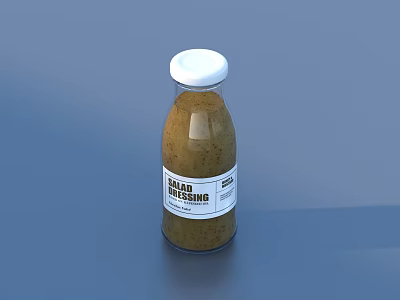 Bread Dipping Brown Sauce In Transparent Bottle With White Cap 3d model