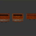 Three Vintage Red Dressers with Mirrors and Decorative Drawer Details