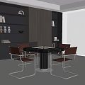 Modern Entertainment Table With Black Surface And Silver Metal Frame Chairs 3d model