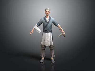Traditional Household Items Including Apron and Handheld Tool for Daily Use 3d model