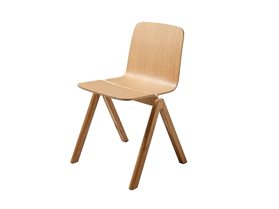 Light Wood Dining Chair With Minimalist Design Curved Backrest And Crossed Legs For Modern Interior 3d model