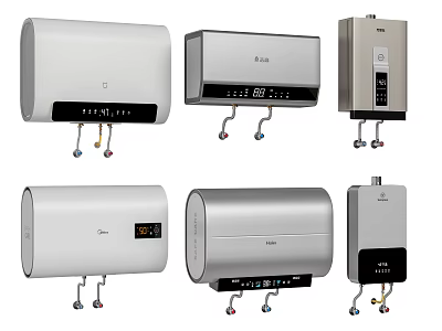 Various Styles of Electric Water Heaters as Essential Daily Home Appliances 3d model