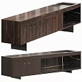 Modern Wooden TV Stand With Marble Top Drawers And Metal Legs