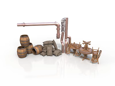 Modern Kitchen Equipment Setup With Island Counter Appliances And Open Design 3d model