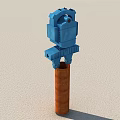 Blue Industrial Equipment With Orange Cylindrical Base And Mechanical Structure 3d model